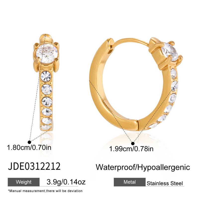 European American Stainless Steel Zircon Earrings Hoop Earrings Titanium Steel Jewelry Light Luxury High Grade Earrings Hypoallergenic