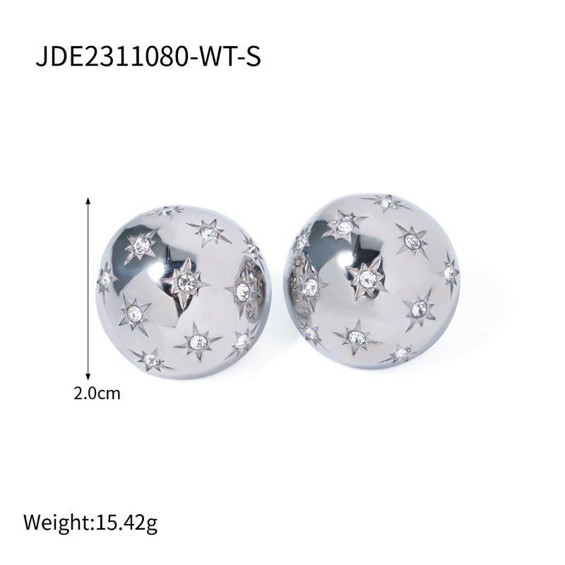 European American Stainless Steel Zircon Earrings Light Luxury High Grade Ear Buckles 18K Gold Plated Titanium Steel Jewelry Cross Border