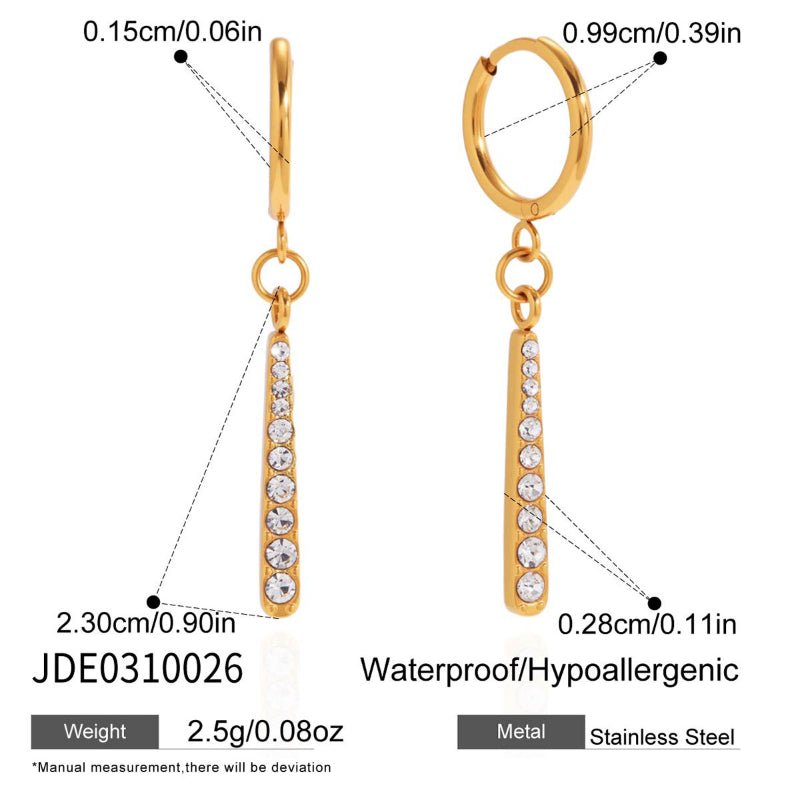 European American Titanium Steel Zircon Necklace Light Luxury Niche Jewelry For Women Non Fading Stainless Steel Earrings Cross Border Earrings