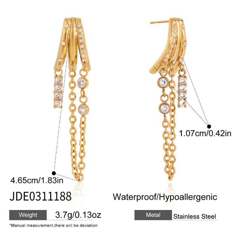 European American Stainless Steel Tassel Earrings Cartilage Studs Titanium Steel Earrings Non Fading Cross Border Jewelry Tassel Pearl