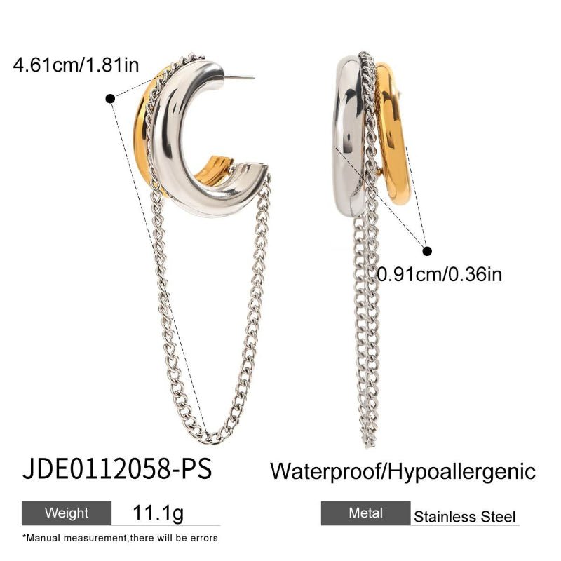 European American Stainless Steel Tassel Earrings Light Luxury High Grade Titanium Steel Stud Earrings Non-Fading Cross Border Jewelry For Women