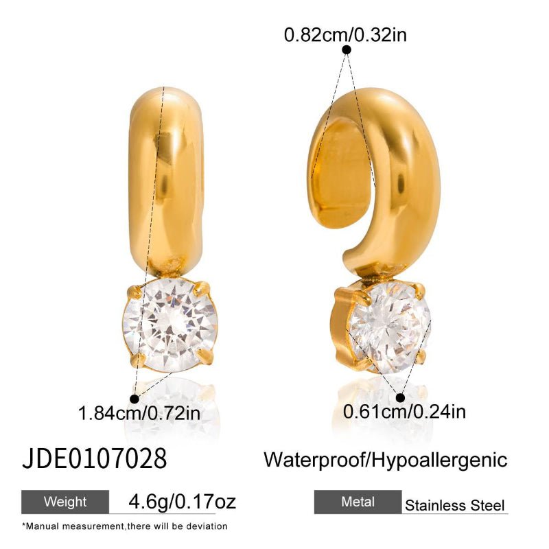 European American Stainless Steel Zircon Earrings Light Luxury High Grade Ear Buckles Non Fading Titanium Steel Cross Border Jewelry For Women