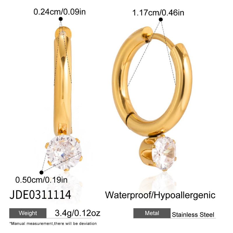 European American Stainless Steel Zircon Hoop Earrings Light Luxury High Grade Earrings For Women Non-Fading Titanium Steel Cross Border Jewelry