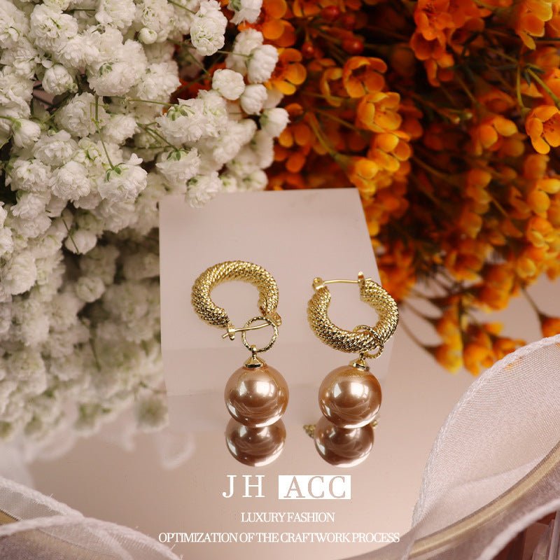 S925 Silver Needle French Retro 2 Wear Ways Pearl Earrings Real Gold Plated Copper Stud Earrings Temperament Versatile Jewelry