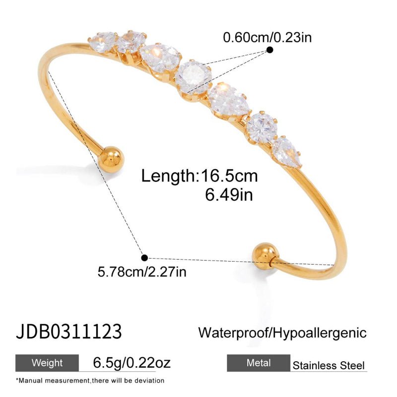 Cross Border Stainless Steel Zircon Bangle Non Fading Light Luxury High Grade Jewelry 18K Gold Titanium Steel European American Jewelry