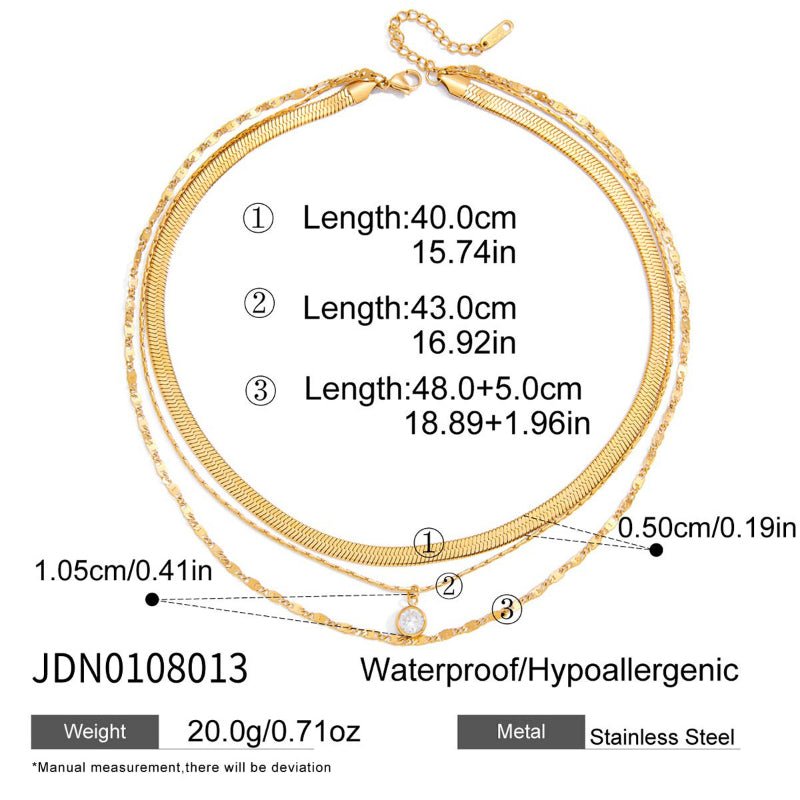 European American Three Layer Stacked Titanium Steel Necklace For Women Light Luxury Premium Clavicle Chain Stainless Steel Jewelry Cross Border