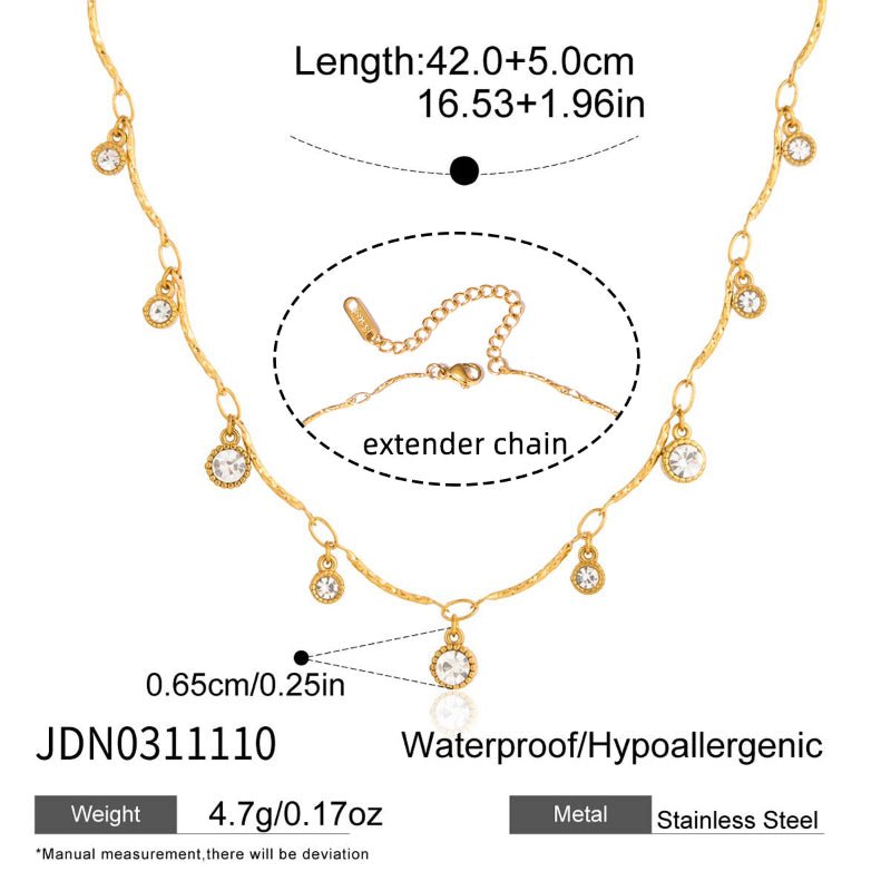 18K Gold Stainless Steel Zircon Heart Necklace Light Luxury Minimalist Clavicle Chain Titanium Steel Cross Border Valentine's Day Jewelry