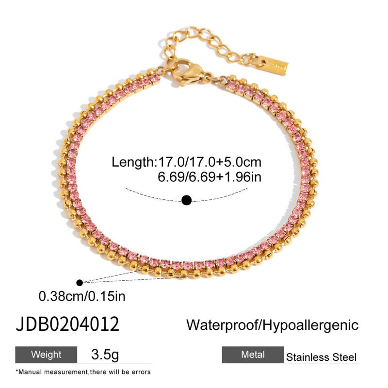 European and American Style Stainless Steel Zircon Bracelet For Women Light Luxury High End Jewelry Non Fading Titanium Steel Jewelry Cross Border Hot Sale