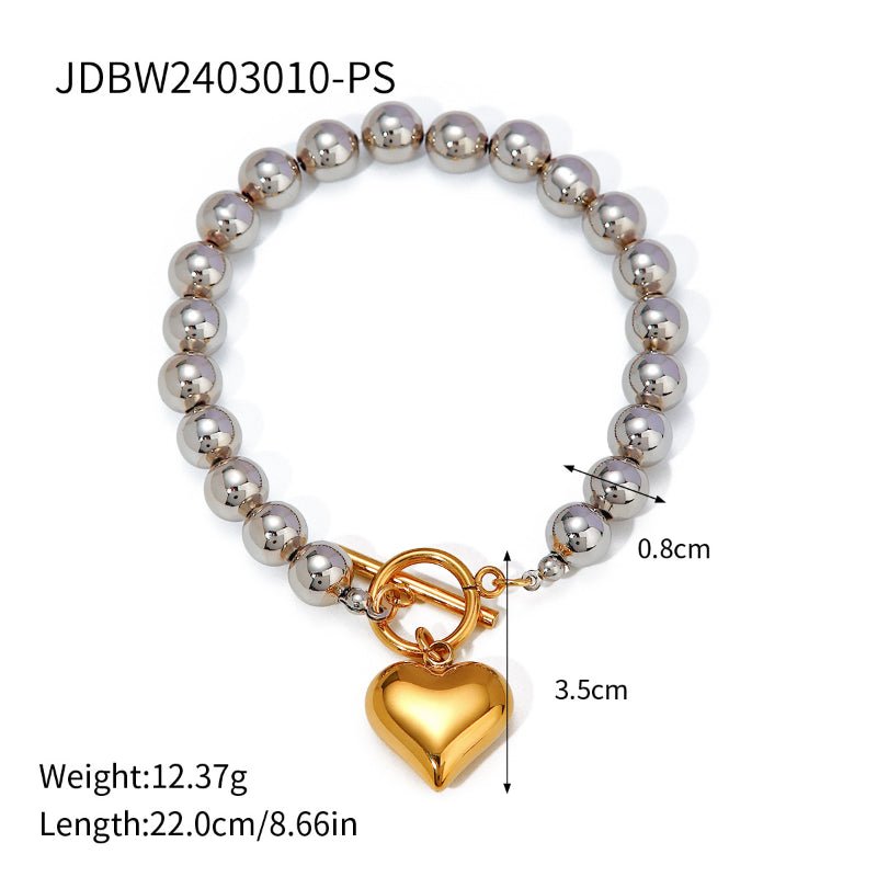 European and American Style Stainless Steel Beaded Bracelet High Sense Color Block Letter Metal Chain Titanium Steel Bracelet Cross Border Jewelry