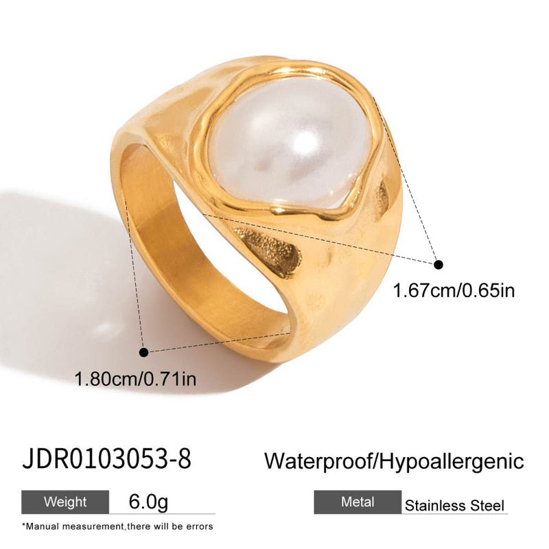 Faux Pearl Ring Titanium Steel Non Fading Jewelry Cross Border Hot Selling Stainless Steel Women Premium Rings