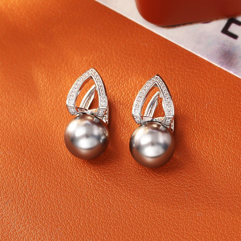 Manta Rose Mauve Swarovski Pearl Earrings Luxury Fashion Light Luxury Trendy Shiny Glass Bead Earrings