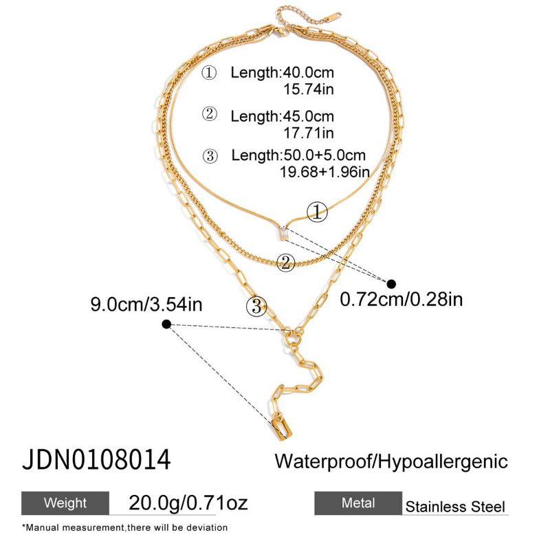 Titanium Steel Zircon Light Luxury Sweater Necklace 18K Gold For Women Autumn Winter Premium Y Necklace Stainless Steel Cross Border Jewelry