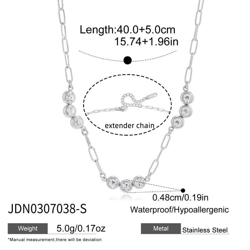 European American Titanium Steel Zircon Necklace Light Luxury Minimalist Design Clavicle Chain Body Chain Stainless Steel Cross Border Jewelry