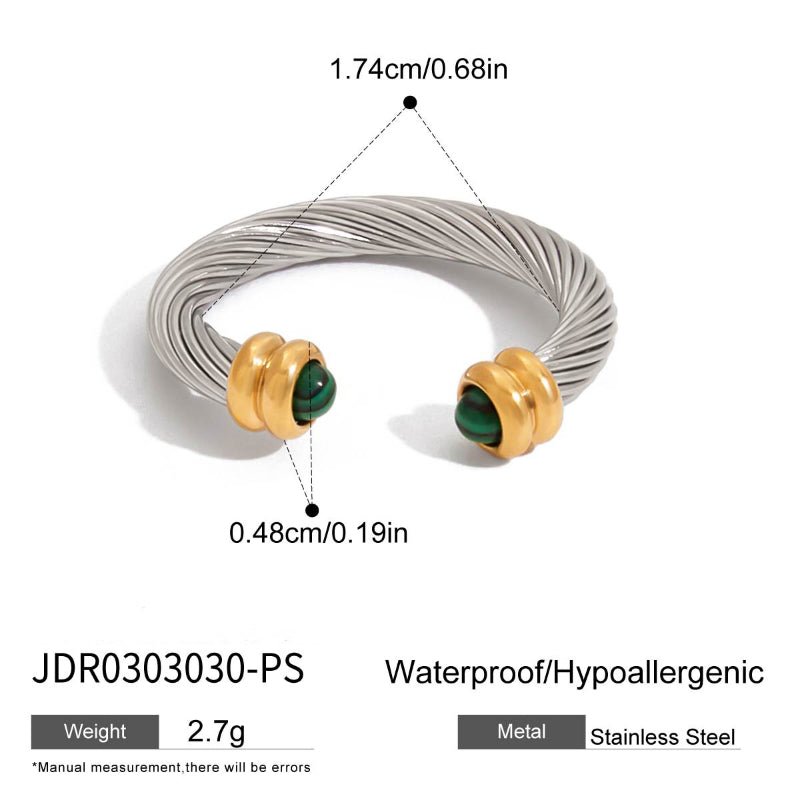 European American Natural Stone Stainless Steel Open Bracelet Non Fading Jewelry Light Luxury Premium Titanium Steel Jewelry Cross Border