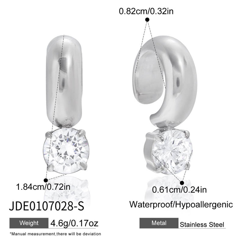 European American Stainless Steel Zircon Earrings Light Luxury High Grade Ear Buckles Non Fading Titanium Steel Cross Border Jewelry For Women