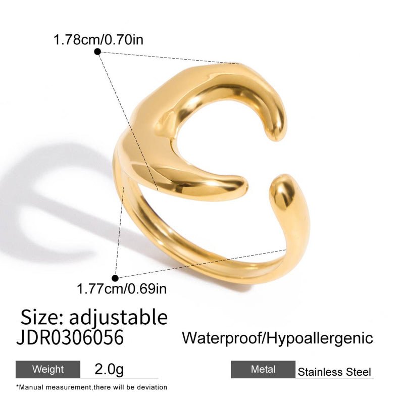 Moon Star Color Block Titanium Steel Ring for Women | Waterproof Non-Fading Hypoallergenic Stainless Steel Fashion Jewelry