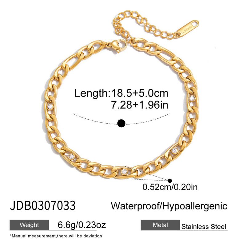 European American Stainless Steel Zircon Tennis Bracelet Light Luxury High Grade Non Fading Jewelry For Women Titanium Steel Cross Border Jewelry