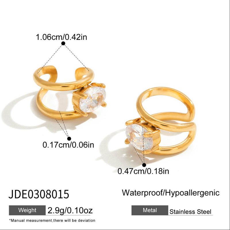 European American Stainless Steel Zircon Earrings Light Luxury High Grade Ear Cuffs No Piercing Titanium Steel Cross Border Jewelry