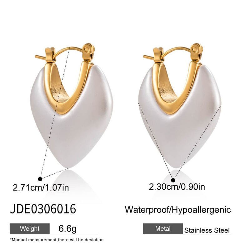 European American Stainless Steel Resin Faux Pearl Earrings Light Luxury Premium Ear Buckles Titanium Steel Jewelry Non Fading Cross Border