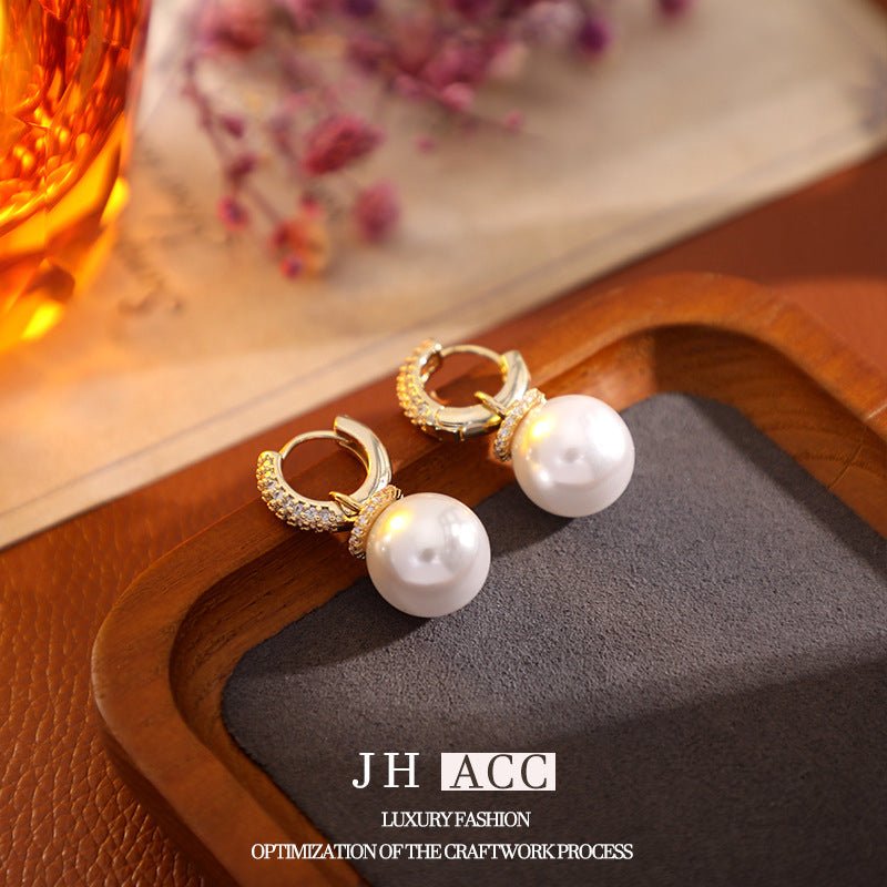 S925 Silver Needle French Retro 2 Wear Ways Pearl Earrings Real Gold Plated Copper Stud Earrings Temperament Versatile Jewelry