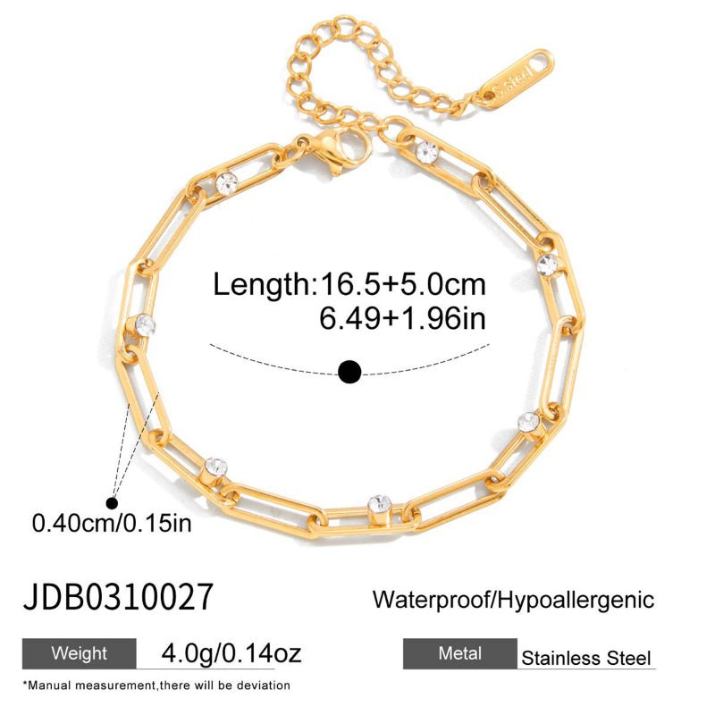 Stainless Steel Zircon Bracelet Light Luxury High Grade Bangle Non Fading Real Gold Plated Jewelry Cross Border Titanium Steel Jewelry