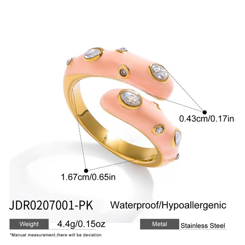 European American Natural Stone Ring Titanium Steel Non Fading Jewelry Light Luxury Premium Ring Stainless Steel Accessories Cross Border