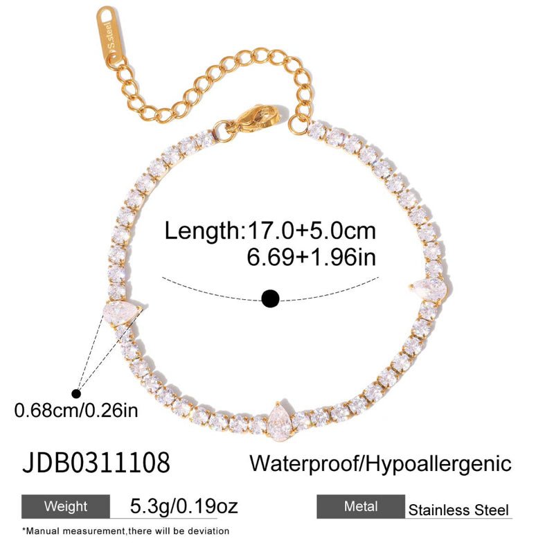 Stainless Steel Sparkling Zircon Bracelet INS Korean Style Women High Grade Non Fading Bangle Titanium Steel Cross Border Jewelry