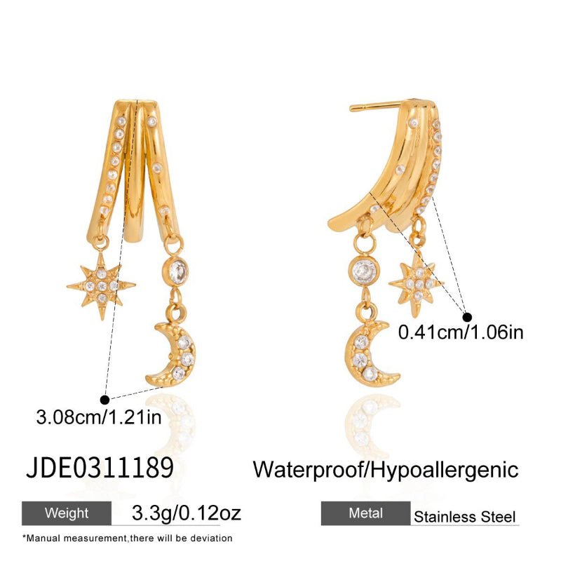 European American Stainless Steel Tassel Earrings Cartilage Studs Titanium Steel Earrings Non Fading Cross Border Jewelry Tassel Pearl