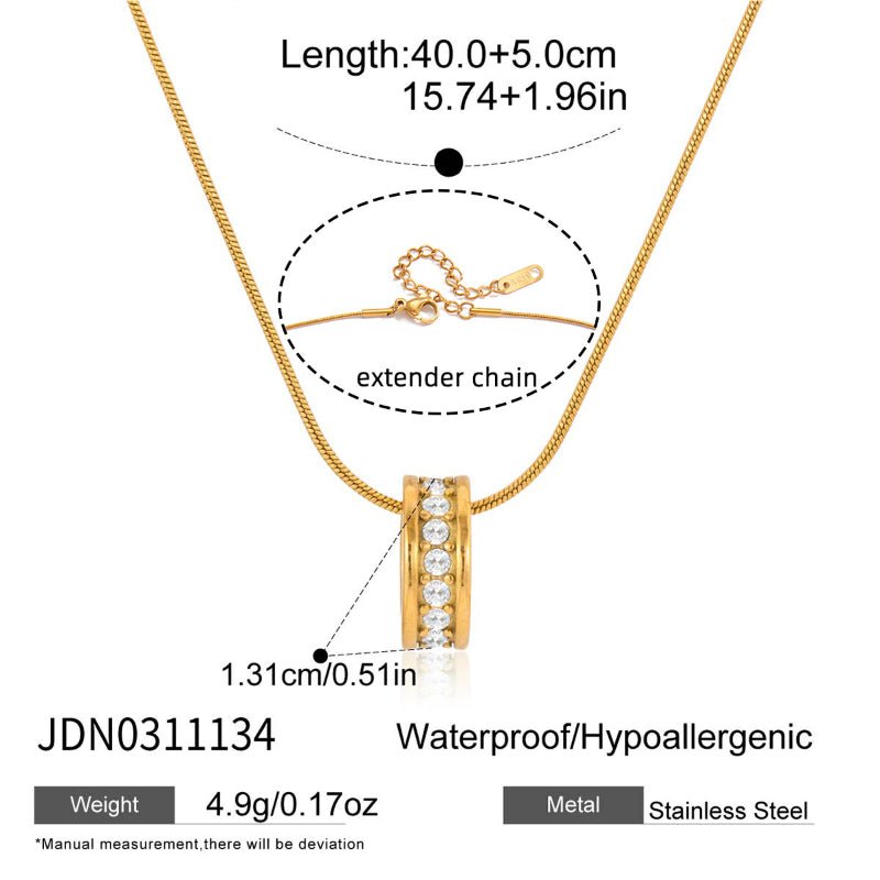 Titanium Steel Circle Rhinestone Necklace Light Luxury Minority Clavicle Chain European American 18K Jewelry Stainless Steel Cross Border Jewelry