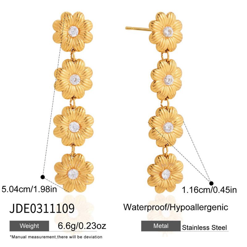 European American Daisy Flower Jewelry Titanium Steel Necklace Light Luxury Minimalist Clavicle Chain Choker Stainless Steel Cross Border Jewelry