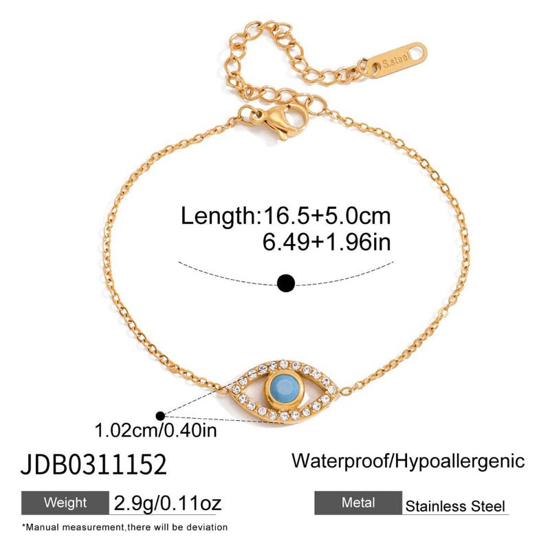 Evil Eye Stainless Steel Zircon Bracelet Light Luxury High Grade Bangle European American Jewelry Titanium Steel Cross Border Jewelry