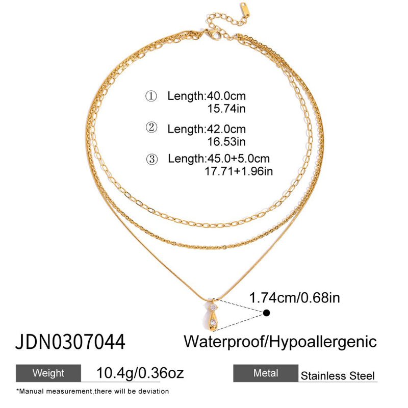 European American Three Layer Stacked Titanium Steel Necklace For Women Light Luxury Premium Clavicle Chain Stainless Steel Jewelry Cross Border