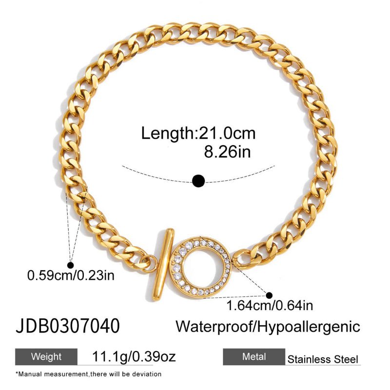 European American Stainless Steel Zircon Tennis Bracelet Light Luxury High Grade Non Fading Jewelry For Women Titanium Steel Cross Border Jewelry
