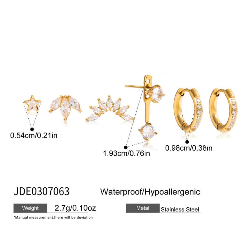 European American Titanium Steel Zircon Necklace Light Luxury Niche Jewelry For Women Non Fading Stainless Steel Earrings Cross Border Earrings