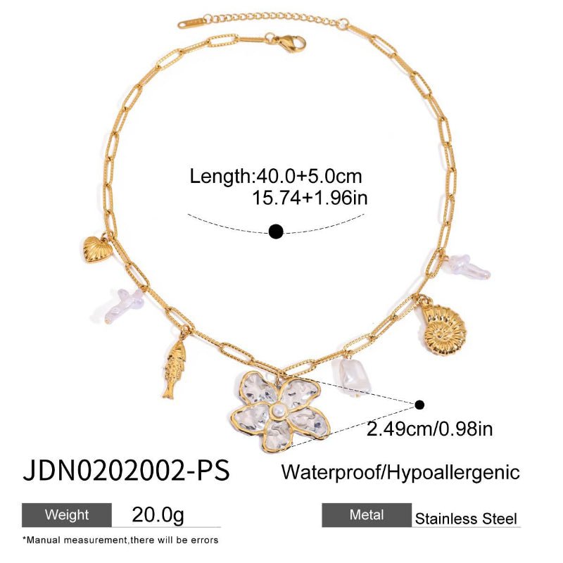 European American Titanium Steel Freshwater Pearl Necklace Light Luxury Premium Jewelry Non Fading Stainless Steel Cross Border