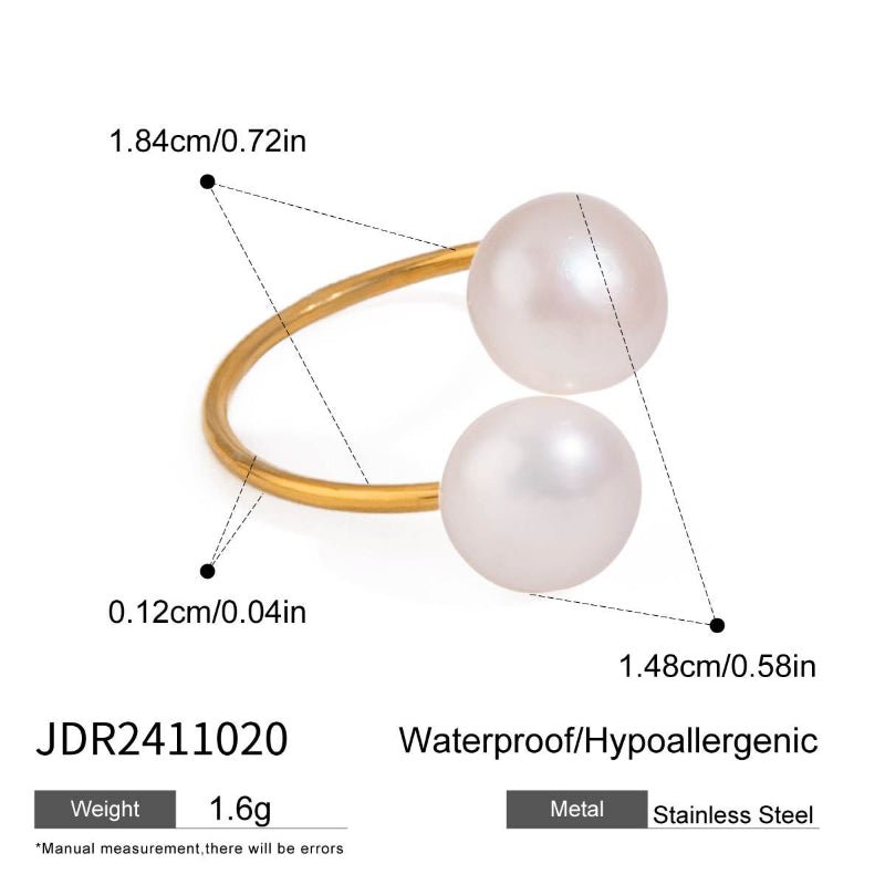 Cross Border Freshwater Pearl Ring Titanium Steel Non Fading Jewelry Light Luxury Premium Stainless Steel Jewelry Rings