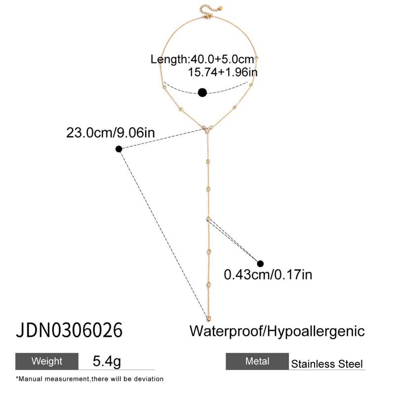 Titanium Steel Zircon Light Luxury Sweater Necklace 18K Gold For Women Autumn Winter Premium Y Necklace Stainless Steel Cross Border Jewelry