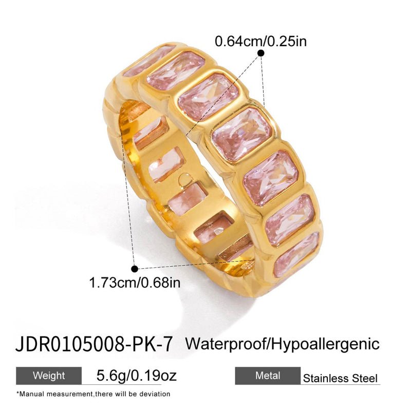 Stainless Steel Zircon Ring Minimalist High Grade Design Finger Ring 18K Gold European American Cross Border Titanium Steel Jewelry For Women