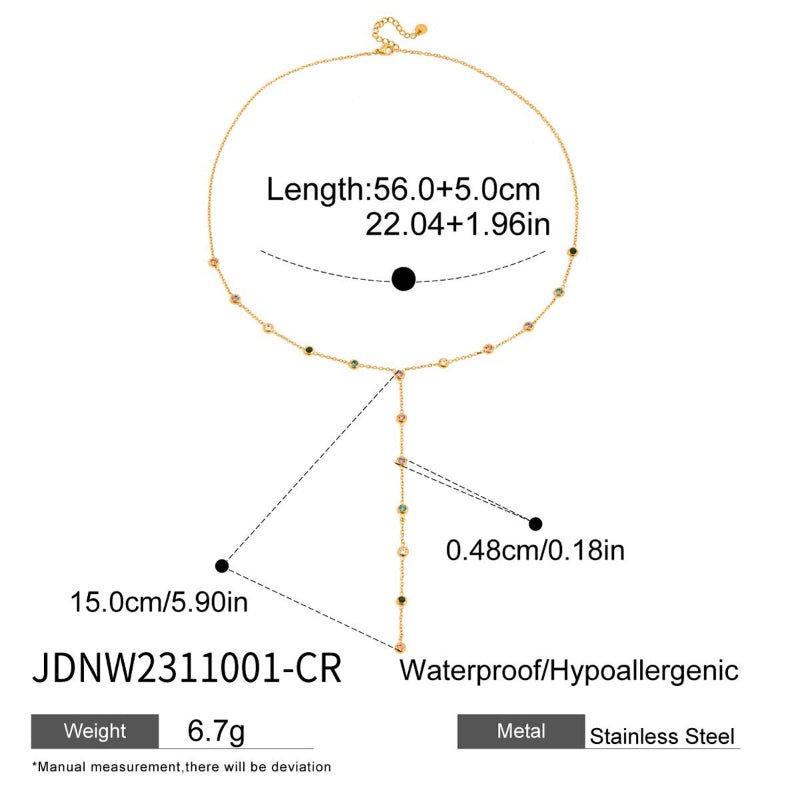 Titanium Steel Zircon Light Luxury Sweater Necklace 18K Gold For Women Autumn Winter Premium Y Necklace Stainless Steel Cross Border Jewelry