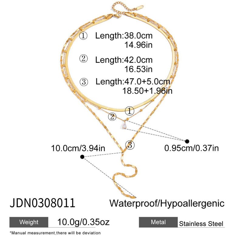 European American Three Layer Stacked Titanium Steel Necklace For Women Light Luxury Premium Clavicle Chain Stainless Steel Jewelry Cross Border