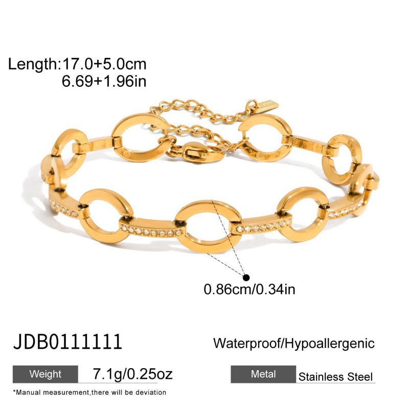 Stainless Steel Sparkling Zircon Bracelet INS Korean Style Women High Grade Non Fading Bangle Titanium Steel Cross Border Jewelry