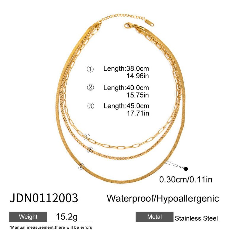 European American Three Layer Stacked Titanium Steel Necklace For Women Light Luxury Premium Clavicle Chain Stainless Steel Jewelry Cross Border