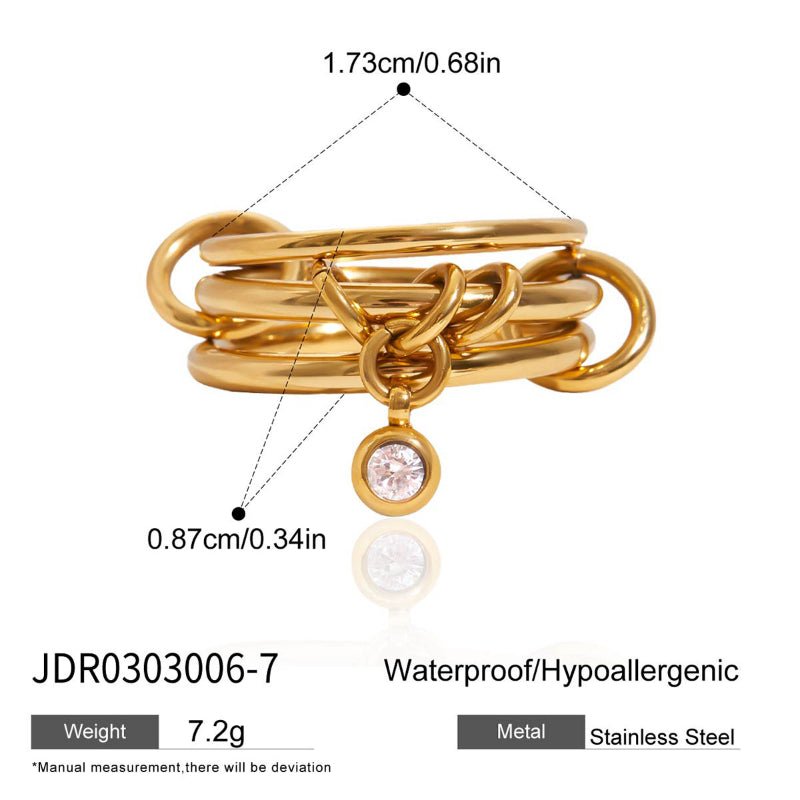 European American Zircon Titanium Steel Ring Minimalist High Grade Korean INS Style Adjustable Opening Ring Stainless Steel Cross Border Jewelry