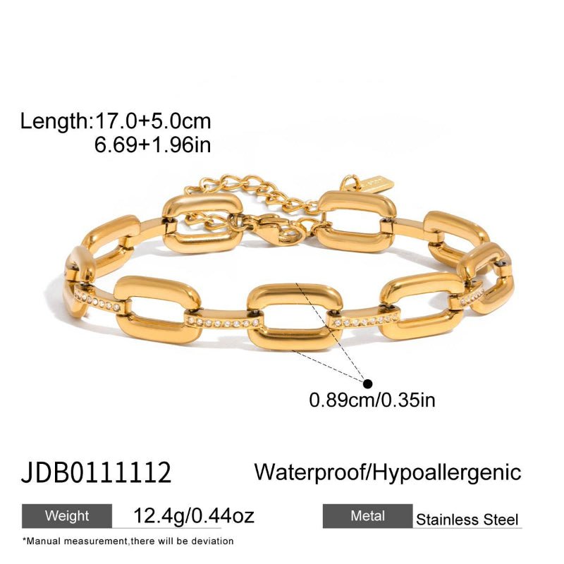 Stainless Steel Sparkling Zircon Bracelet INS Korean Style Women High Grade Non Fading Bangle Titanium Steel Cross Border Jewelry