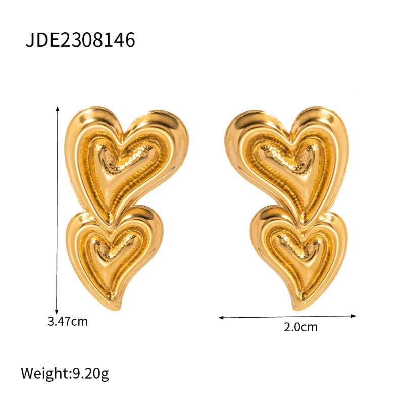 European and American Style Stainless Steel Valentine's Day Bow Earrings High Sense Zircon Heart Earrings Titanium Steel Ear Jewelry Cross Border