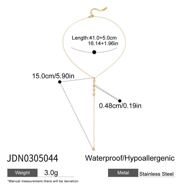 Titanium Steel Zircon Light Luxury Sweater Necklace 18K Gold For Women Autumn Winter Premium Y Necklace Stainless Steel Cross Border Jewelry