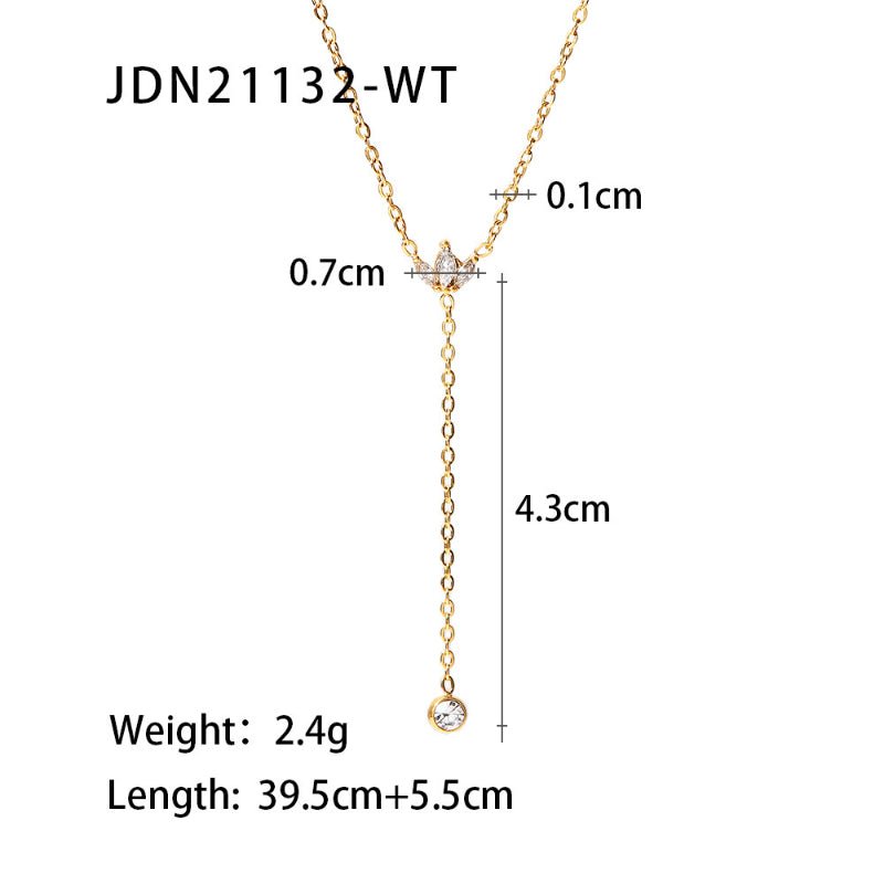 Titanium Steel Zircon Light Luxury Sweater Necklace 18K Gold For Women Autumn Winter Premium Y Necklace Stainless Steel Cross Border Jewelry