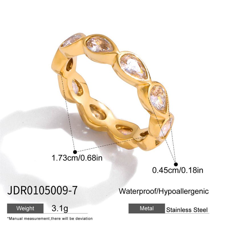 Stainless Steel Zircon Ring Minimalist High Grade Design Finger Ring 18K Gold European American Cross Border Titanium Steel Jewelry For Women