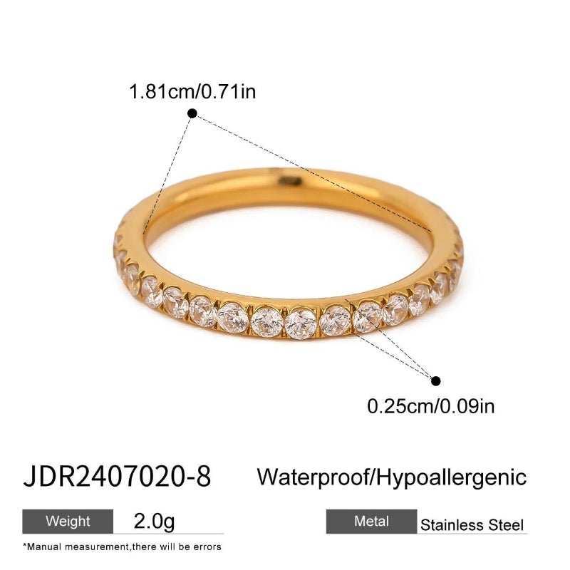 European American Zircon Titanium Steel Ring Light Luxury High-End Band Tarnish-Free Stainless Steel Cross-Border Jewelry Rings for Women