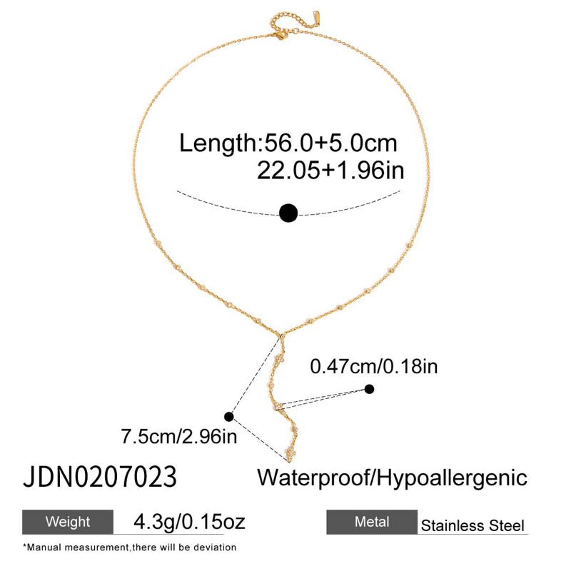 Titanium Steel Zircon Light Luxury Sweater Necklace 18K Gold For Women Autumn Winter Premium Y Necklace Stainless Steel Cross Border Jewelry